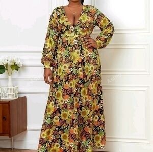 SHEIN CURVE MOD FLORAL MAXI DRESS SZ 2X